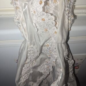 Elegant Christining  Lace Dress with Floral Embroidery